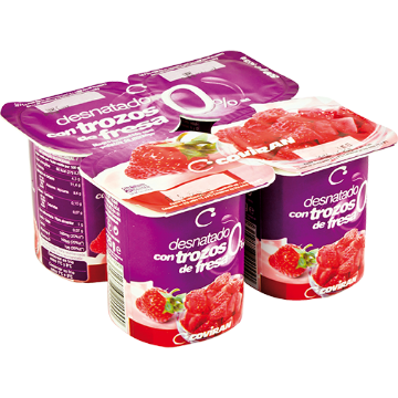 Imagen de Skimmed yogurt with strawberry pieces 125 g 4-pack