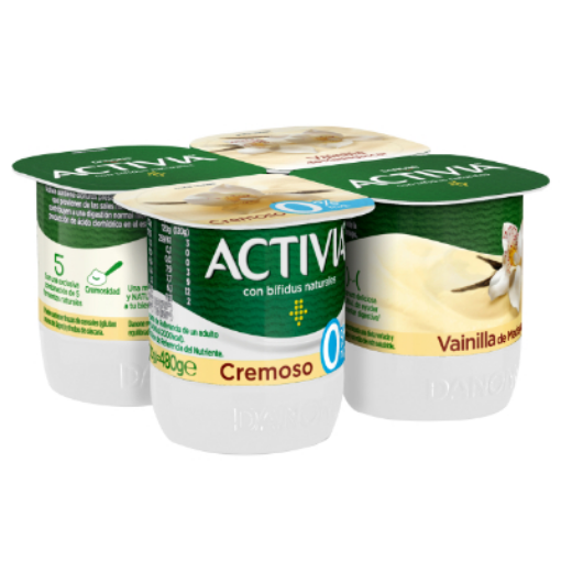 Imagen de ACTIVIA 0% CREMOSO VAINILLA 4X125