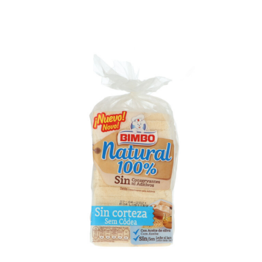 Imagen de PAN MOLDE BIMBO 100% NATURAL SIN CORTEZA 460G