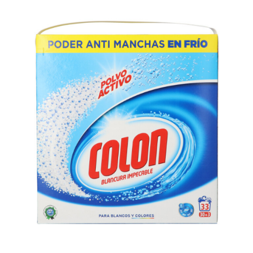 Imagen de DETERGENTE POLVO ACTIVO COLON BLANCURA IMPECABLE MALETA 30+3 LAVADOS