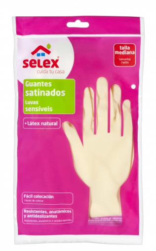 Imagen de GUANTE SATINADO SELEX LATEX NATURAL TALLA MEDIANA 1UND