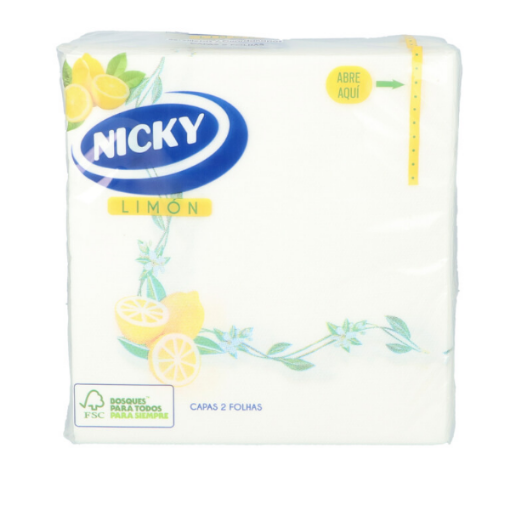 Imagen de SERVILLETAS PAPEL NICKY LIMON 65UNDS 33X33CM